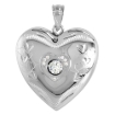 Picture of 1 inch Sterling Silver Cubic Zirconia Dancing Stone Heart Locket Necklace for Women Hearts Etching