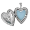 Picture of 1 inch Sterling Silver Cubic Zirconia Dancing Stone Heart Locket Necklace for Women Hearts Etching