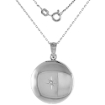 Picture of 3/4 inch Round Sterling Silver Diamond Locket Necklace for Women Starburst Set Polished Finish, 16-20 inch