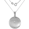 Picture of 3/4 inch Round Sterling Silver Diamond Locket Necklace for Women Starburst Set Engraved Rim, 16-20 inch