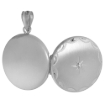 Picture of 3/4 inch Round Sterling Silver Diamond Locket Necklace for Women Starburst Set Engraved Rim, 16-20 inch