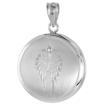 Picture of 3/4 inch Round Sterling Silver Diamond Angel Wings Locket Necklace for Women 16-18 inch