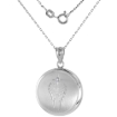 Picture of 3/4 inch Round Sterling Silver Diamond Angel Wings Locket Necklace for Women 16-18 inch