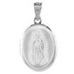 Picture of Small Sterling Silver Oval Guadalupe Locket Necklace 5/8 inch