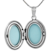 Picture of Small Sterling Silver Oval Guadalupe Locket Necklace 5/8 inch