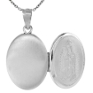 Picture of Small Sterling Silver Oval Guadalupe Locket Necklace 5/8 inch