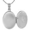 Picture of Small Sterling Silver Oval Star of David Locket Necklace 5/8 inch