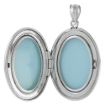 Picture of Sterling Silver Diamond Oval Locket Necklace Starburst Set Etched Border 1 1/32 inch