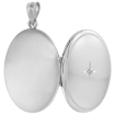 Picture of Sterling Silver Diamond Oval Locket Necklace Starburst Set Etched Border 1 1/32 inch