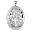 Picture of Sterling Silver Family Tree Oval Locket Necklace 1 1/32 inch