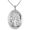 Picture of Sterling Silver Family Tree Oval Locket Necklace 1 1/32 inch