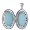 Picture of Sterling Silver Oval Locket Necklace Oak Leaves Motif Engraveable Center 1 1/32 inch