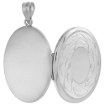 Picture of Sterling Silver Oval Locket Necklace Oak Leaves Motif Engraveable Center 1 1/32 inch