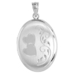 Picture of Sterling Silver Locket Necklace Oval Scroll Hearts & Scroll Motif 1 1/32 inch