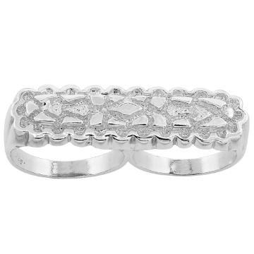 Picture of Sterling Silver Two Finger Nugget Ring 7/16 inch wide, sizes 8 - 13