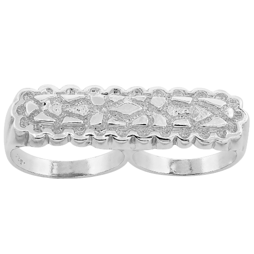 Picture of Sterling Silver Two Finger Nugget Ring 7/16 inch wide, sizes 8 - 13