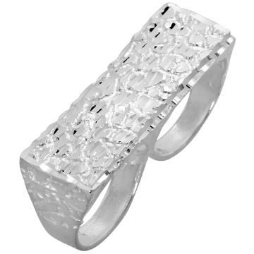 Picture of Sterling Silver Two Finger Nugget Ring 9/16 inch wide, sizes 8 - 13