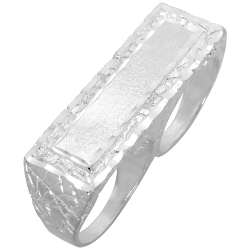 Picture of Sterling Silver Two Finger Nugget Signet Ring 9/16 inch wide, sizes 8 - 13
