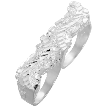 Picture of Sterling Silver Two Finger Wavy Nugget Ring 7/16 inch wide, sizes 8 - 13