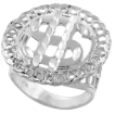 Picture of Sterling Silver Dollar Sign Ring for Men Open Round Endless Circles Border 1 1/16 inch wide sizes 8 - 13