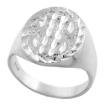 Picture of Sterling Silver Nugget Dollar Sign Ring Oval Diamond Cut Finish 3/4 inch wide sizes 8 - 13