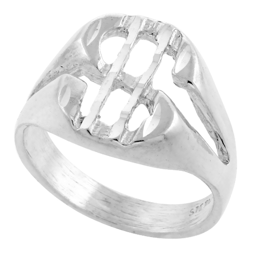 Picture of Small Sterling Silver Cut out Dollar Sign Ring for Men 9/16 inch wide sizes 8 - 13