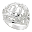 Picture of Sterling Silver Wreath Border Crown Ring for Men Cut out 15/16 inch wide sizes 8 - 13