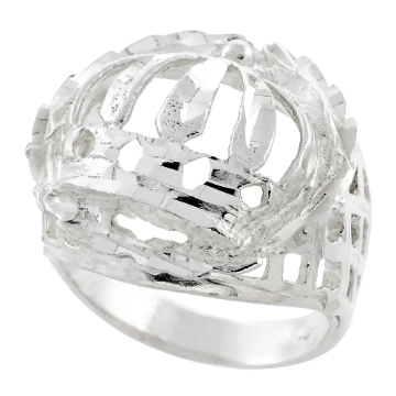Picture of Sterling Silver Wreath Border Crown Ring for Men Cut out 15/16 inch wide sizes 8 - 13