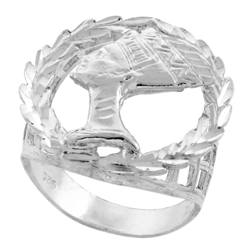 Picture of Large Sterling Silver Wreath Border Queen Nefertiti Ring for Men 1 inch wide sizes 8 - 13