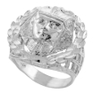 Picture of Large Sterling Silver Wreath Border King Tut Mask Ring for Men 1 inch wide sizes 8 - 13