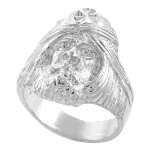 Picture of Large Sterling Silver Sorcerer Head Ring for Men 15/16 inch wide sizes 8 - 13