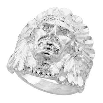 Picture of Sterling Silver Cheif Headdress Indian Head Ring for Men 15/16 inch wide sizes 8 - 13