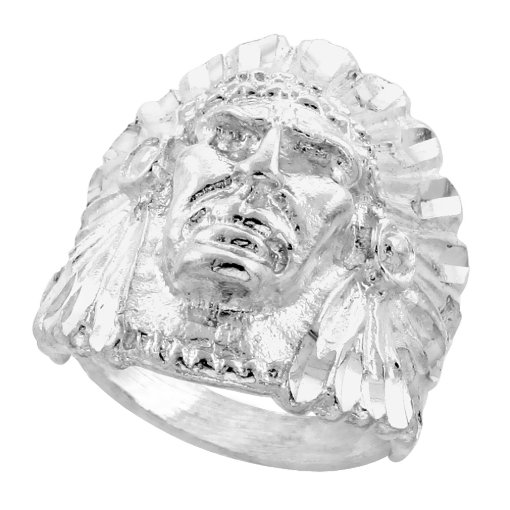 Picture of Sterling Silver Cheif Headdress Indian Head Ring for Men 15/16 inch wide sizes 8 - 13