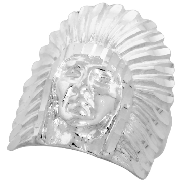 Picture of Large Sterling Silver Cheif War Nonnet Indian Head Ring for Men 15/16 inch wide sizes 8 - 13