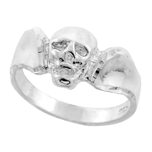 Picture of Sterling Silver Small Skull Ring for Men 7/16 inch wide sizes 8 - 13