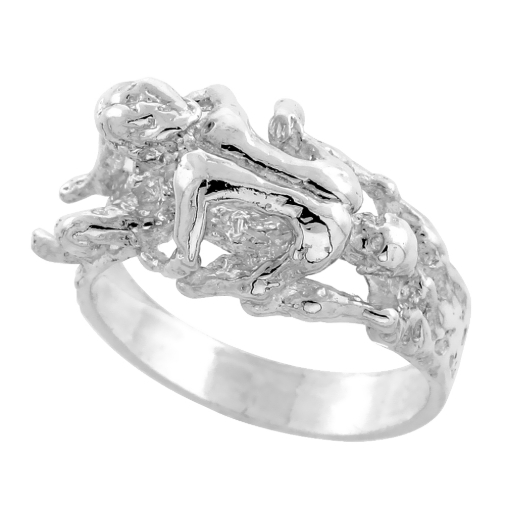 Picture of Large Sterling Silver Fellatio Ring for Men 1/2 inch wide sizes 8 - 13