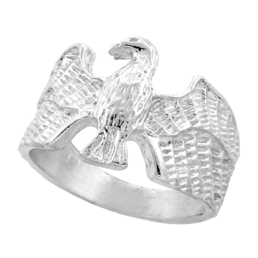 Picture of Small Sterling Silver Wrap Around Eagle Ring for Men 1/2 inch wide sizes 5 - 9.5