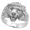 Picture of 3/4 inch Sterling Silver Lion Ring for Men Polished Finish sizes 8 - 14