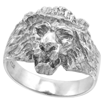 Picture of 3/4 inch Sterling Silver Lion Ring for Men Polished Finish sizes 8 - 14