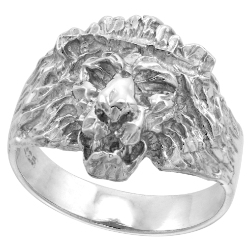 Picture of 3/4 inch Sterling Silver Lion Ring for Men Polished Finish sizes 8 - 14