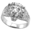 Picture of 1/2 inch Sterling Silver Lion Ring for Men and Women Polished Finish sizes 6 - 13