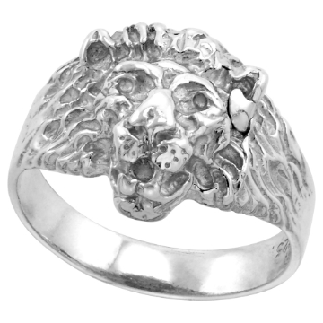 Picture of 1/2 inch Sterling Silver Lion Ring for Men and Women Polished Finish sizes 6 - 13