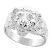 Picture of 1/2 inch Sterling Silver Lion Ring for Men and Women Polished Finish sizes 6 - 13