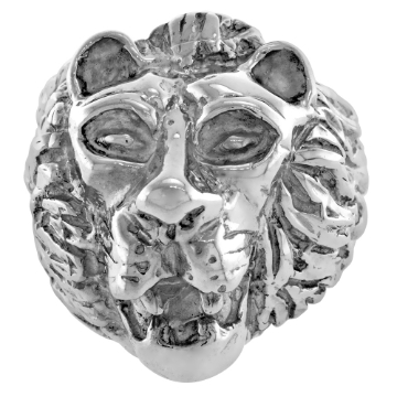 Picture of Large Sterling Silver Lion Ring for Men Polished Finish sizes 8 - 13