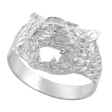 Picture of 3/4 inch Sterling Silver Tiger Head Ring for Men Polished finish sizes 8 - 13