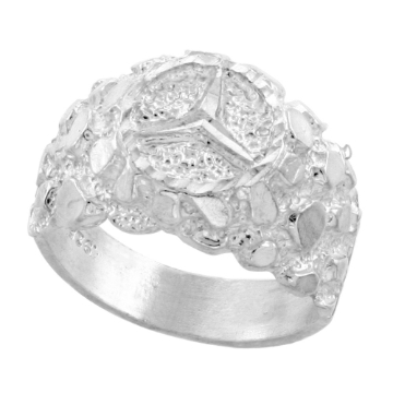 Picture of **DISCONTINUED**Sterling Silver Mercedes Benz Logo Nugget Ring, 9/16" (14 mm) wide
