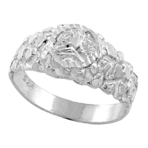Picture of **DISCONTINUED**Sterling Silver Mercedes Benz Logo Nugget Ring, 5/16" (8 mm) wide