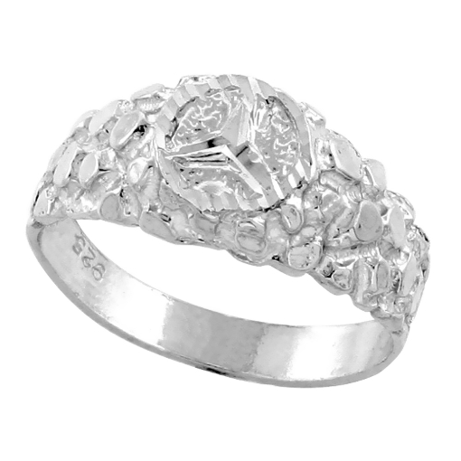 Picture of **DISCONTINUED**Sterling Silver Mercedes Benz Logo Nugget Ring, 5/16" (8 mm) wide