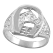 Picture of Sterling Silver Horseshoe Ring for Men Horse Head Diamond Cut Finish 5/8 inch wide sizes 8 - 14
