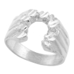 Picture of Sterling Silver Horseshoe Ring for Men Nugget Pattern 9/16 inch wide sizes 8 - 13